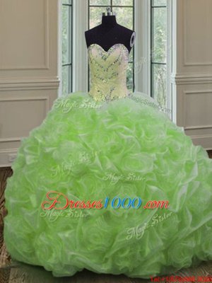 Best Sweep Train Ball Gowns 15th Birthday Dress Sweetheart Organza Sleeveless Lace Up