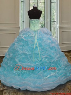 Blue Sweetheart Neckline Beading and Pick Ups Sweet 16 Dresses Sleeveless Lace Up