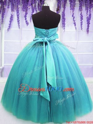 Sweetheart Sleeveless Lace Up Sweet 16 Dress Blue Tulle