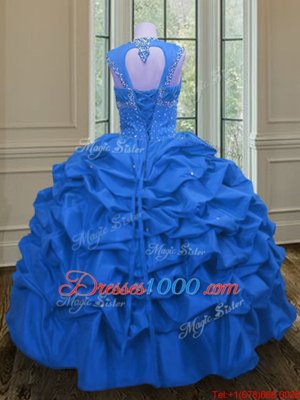 Ideal Straps Straps Taffeta Sleeveless Floor Length Quince Ball Gowns and Beading and Pick Ups