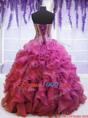 Sleeveless Beading and Ruffles Lace Up Quinceanera Gowns