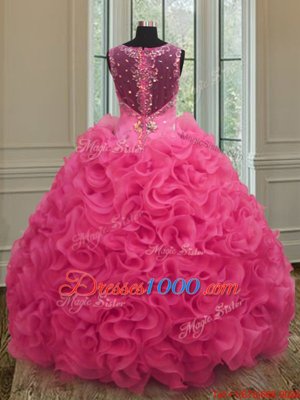 Lovely Straps Straps Floor Length Ball Gowns Sleeveless Hot Pink Quinceanera Dresses Zipper