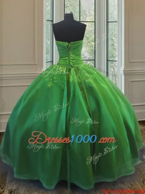 Noble Floor Length Lace Up Quinceanera Gowns Green and In for Military Ball and Sweet 16 and Quinceanera with Sequins