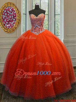 Red 15th Birthday Dress Military Ball and Sweet 16 and Quinceanera and For with Beading Sweetheart Sleeveless Lace Up