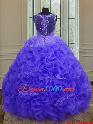 Floor Length Purple Quince Ball Gowns Straps Sleeveless Zipper