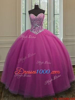 Lilac Lace Up 15 Quinceanera Dress Beading and Ruffles Sleeveless Sweep Train