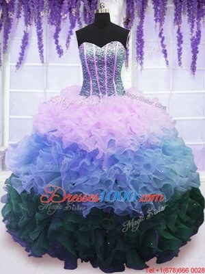Ruffled Floor Length Multi-color Quinceanera Dresses Sweetheart Sleeveless Lace Up