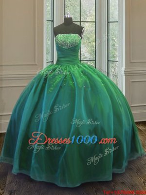 Noble Organza and Taffeta Sleeveless Floor Length Quinceanera Gown and Sequins