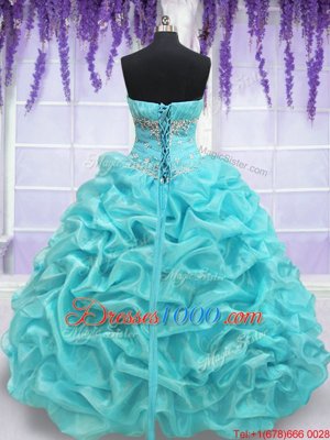 Ideal Beading Sweet 16 Dresses Apple Green Lace Up Sleeveless Floor Length