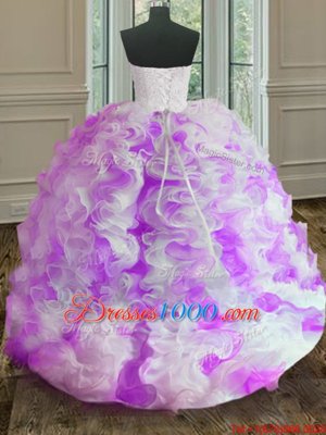 Sweetheart Sleeveless Organza Sweet 16 Quinceanera Dress Beading and Ruffles Lace Up