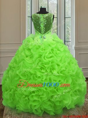 Romantic Ball Gown Prom Dress Military Ball and Sweet 16 and Quinceanera and For with Beading and Ruffles Sweetheart Sleeveless Zipper