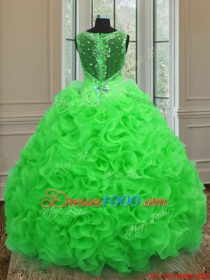 Dramatic Straps Straps Floor Length Zipper Sweet 16 Dress for Military Ball and Sweet 16 and Quinceanera with Beading and Ruffles