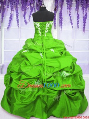 Strapless Neckline Appliques and Pick Ups Quince Ball Gowns Sleeveless Lace Up