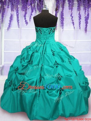 Pick Ups Floor Length Mermaid Sleeveless Aqua Blue Quince Ball Gowns Lace Up