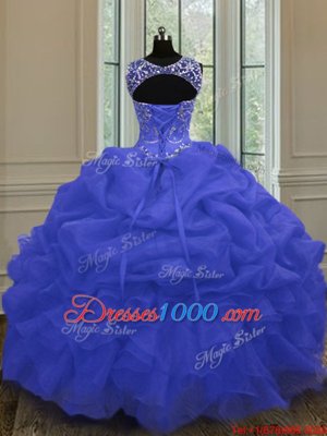Sweet Three Piece Eggplant Purple Sleeveless Beading and Pick Ups Floor Length Quinceanera Gowns