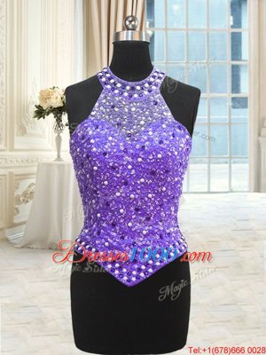 Sweet Three Piece Eggplant Purple Sleeveless Beading and Pick Ups Floor Length Quinceanera Gowns