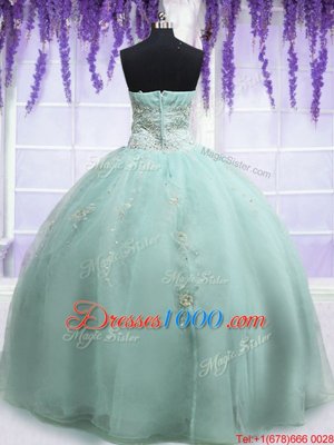 Sweetheart Sleeveless Vestidos de Quinceanera Floor Length Beading and Embroidery Light Blue Organza