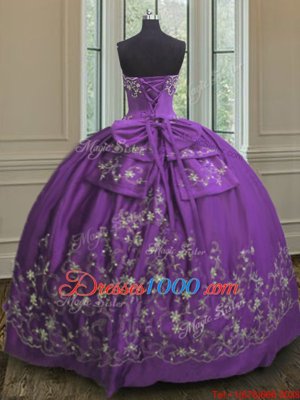 Eggplant Purple Sleeveless Satin Lace Up Quinceanera Dress for Military Ball and Sweet 16 and Quinceanera