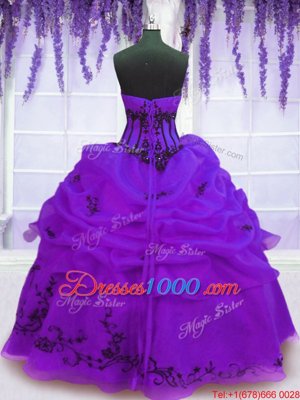 Sleeveless Lace Up Floor Length Embroidery Quinceanera Dress