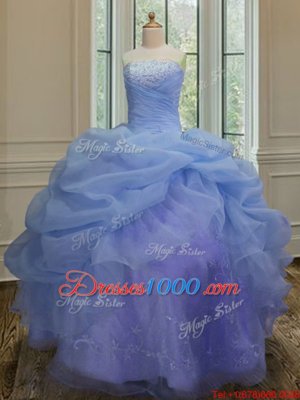 Sleeveless Embroidery and Pick Ups Lace Up Quince Ball Gowns