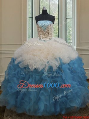 Stylish Sleeveless Beading and Ruffles Side Zipper Quinceanera Dress