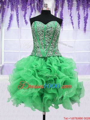 Clearance Four Piece Organza Sleeveless Floor Length Vestidos de Quinceanera and Beading and Ruffles