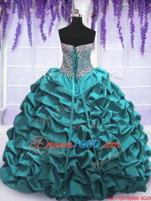 Ideal Teal Sweetheart Neckline Beading and Sequins and Pick Ups Vestidos de Quinceanera Sleeveless Lace Up