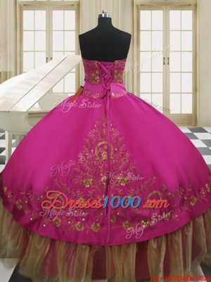 Cute Sweetheart Sleeveless Lace Up Sweet 16 Dresses Fuchsia Taffeta