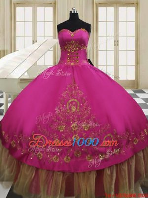 Cute Sweetheart Sleeveless Lace Up Sweet 16 Dresses Fuchsia Taffeta
