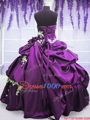Pick Ups Floor Length Ball Gowns Sleeveless Purple Sweet 16 Dresses Lace Up