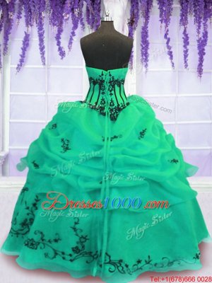 Romantic Sleeveless Embroidery Lace Up Quinceanera Gown