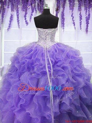 Dynamic Lavender Sweetheart Neckline Ruffles and Sequins Quinceanera Dresses Sleeveless Lace Up