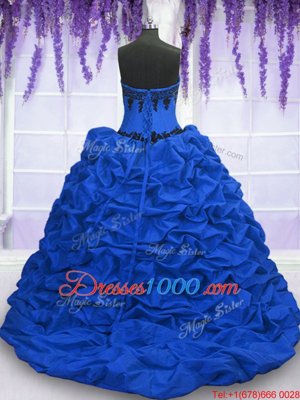 Attractive Royal Blue Sleeveless Beading and Sequins Floor Length Quince Ball Gowns