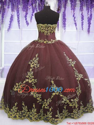 Best Selling Strapless Sleeveless Tulle 15 Quinceanera Dress Lace and Appliques Zipper