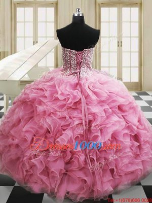 Chic Sleeveless Beading and Ruffles Lace Up Sweet 16 Dress
