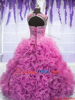 Sleeveless Lace Up Floor Length Beading and Pick Ups Quince Ball Gowns