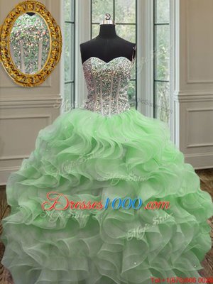 Inexpensive Sleeveless Organza Lace Up Quinceanera Gown for Military Ball and Sweet 16 and Quinceanera
