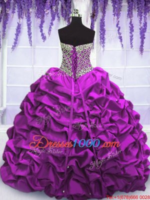 Elegant Purple Sleeveless Beading and Sequins and Pick Ups Floor Length 15 Quinceanera Dress