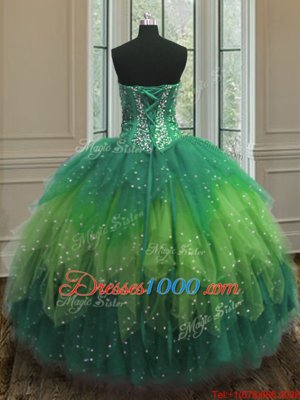 Sequins Floor Length Ball Gowns Sleeveless Multi-color Quinceanera Gowns Lace Up
