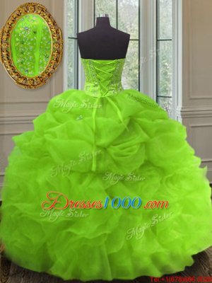 Most Popular Sleeveless Floor Length Beading and Ruffles and Pick Ups Lace Up Sweet 16 Dresses