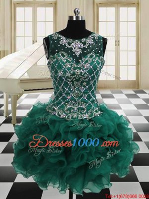 Four Piece Scoop Floor Length Ball Gowns Sleeveless Dark Green Sweet 16 Dress Lace Up