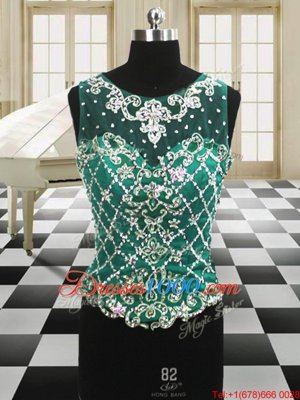 Four Piece Scoop Floor Length Ball Gowns Sleeveless Dark Green Sweet 16 Dress Lace Up