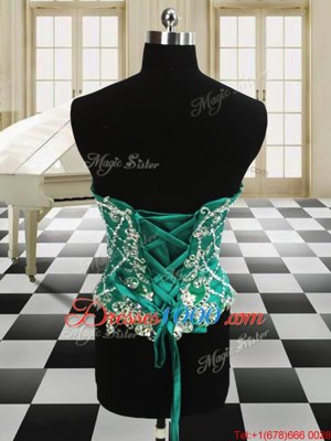 Four Piece Scoop Floor Length Ball Gowns Sleeveless Dark Green Sweet 16 Dress Lace Up