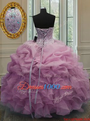 Inexpensive Pick Ups Sweetheart Sleeveless Lace Up 15th Birthday Dress Baby Pink Organza