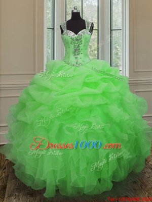 Straps Zipper Beading and Ruffles Quinceanera Gown Sleeveless