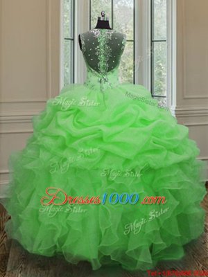 Straps Zipper Beading and Ruffles Quinceanera Gown Sleeveless