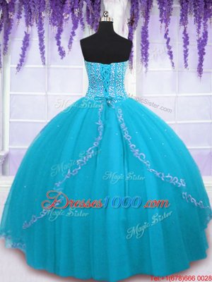 Backless Tulle Sleeveless Floor Length Quinceanera Dresses and Beading and Sequins