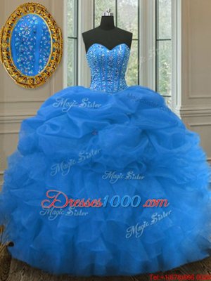 Hot Selling Ball Gowns Sweet 16 Dresses Yellow Sweetheart Organza Sleeveless Floor Length Lace Up