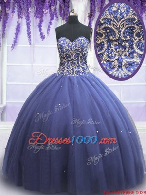Tulle Sweetheart Sleeveless Lace Up Beading Vestidos de Quinceanera in