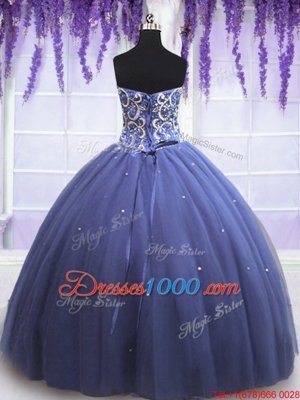 Tulle Sweetheart Sleeveless Lace Up Beading Vestidos de Quinceanera in
